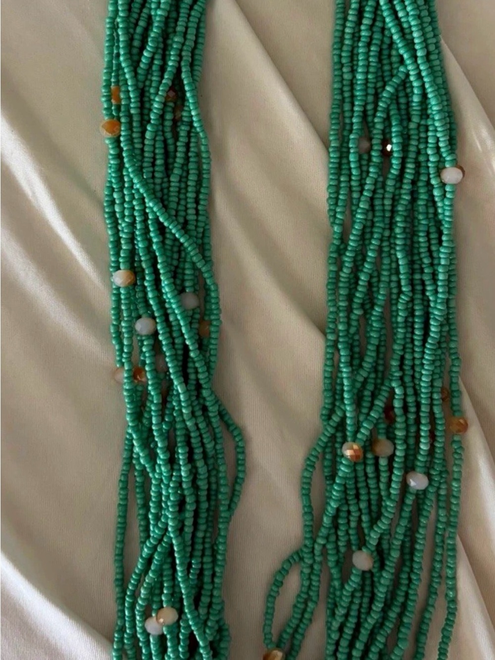 Handcrafted Green Seed Bead Multi-Strand Necklace